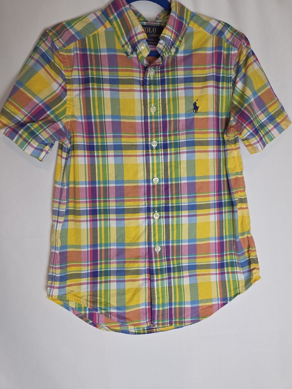 Polo Ralph Lauren Yellow Pink Blue Madras Plaid Cotton Button-down Boys Shirt